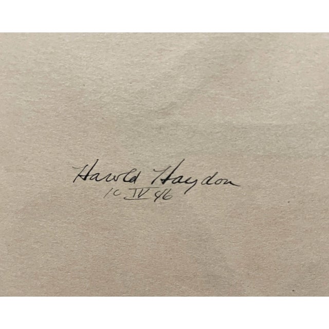 1946 Ink on Paper, Portrait of a Dancer by Artist Harold Haydon For Sale - Image 4 of 5