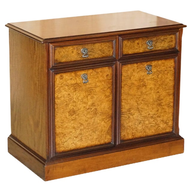 Burr & Quarter Cut Walnut Sideboard with Twin Drawers & Cupboard Base For Sale