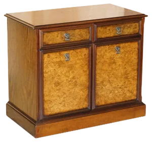 Burr & Quarter Cut Walnut Sideboard with Twin Drawers & Cupboard Base