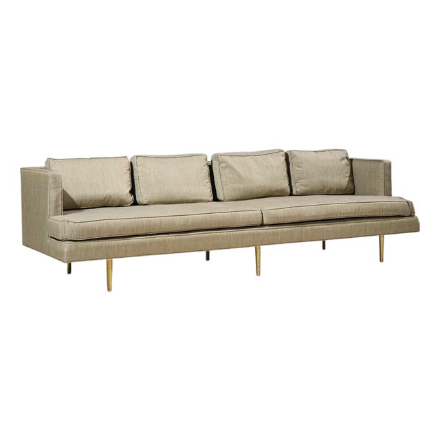 Edward Wormley for Dunbar Model 4907 Mid Century Brass Leg Sofa For Sale