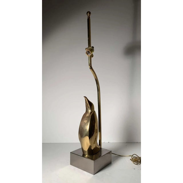 Vintage 1970s Brass Penguin Lamp Attributed to Willy Daro For Sale - Image 10 of 13