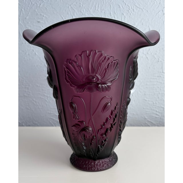 Satin Glass Poppy Relief Vase With Flared Rim For Sale In Dallas - Image 6 of 11