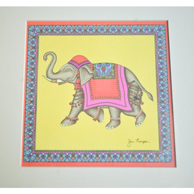 These vintage Jim Thompson prints feature colorful elephants. They are framed as a pair of pairs. Jim Thompson's storied...