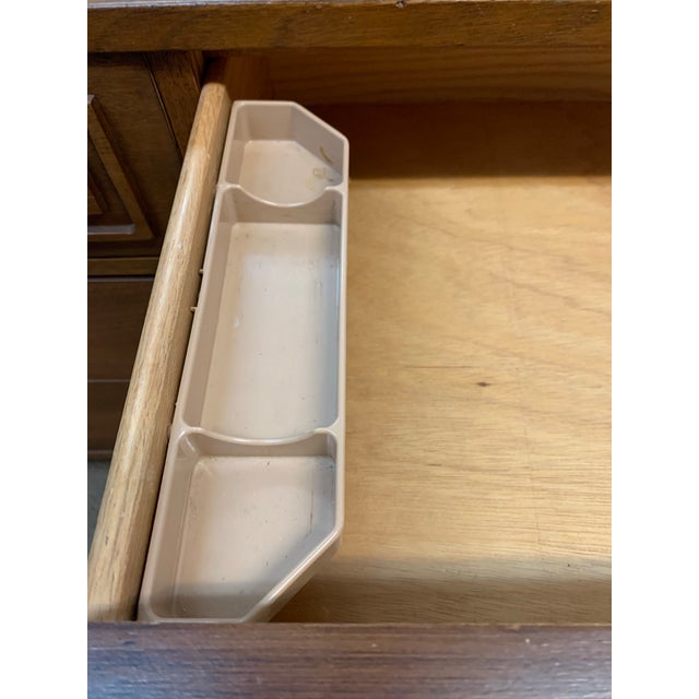 MCM Broyhill Sculptra Walnut Dresser With Mirror For Sale - Image 9 of 12
