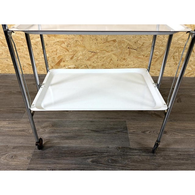 Space Age Chrome and White Serving Trolley, 1960s-1970s For Sale - Image 13 of 17