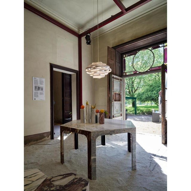 Contemporary Sesto TSD Hexagonal Dining Table in Blu Belgio Marble by Bufalini Marmi For Sale - Image 3 of 11