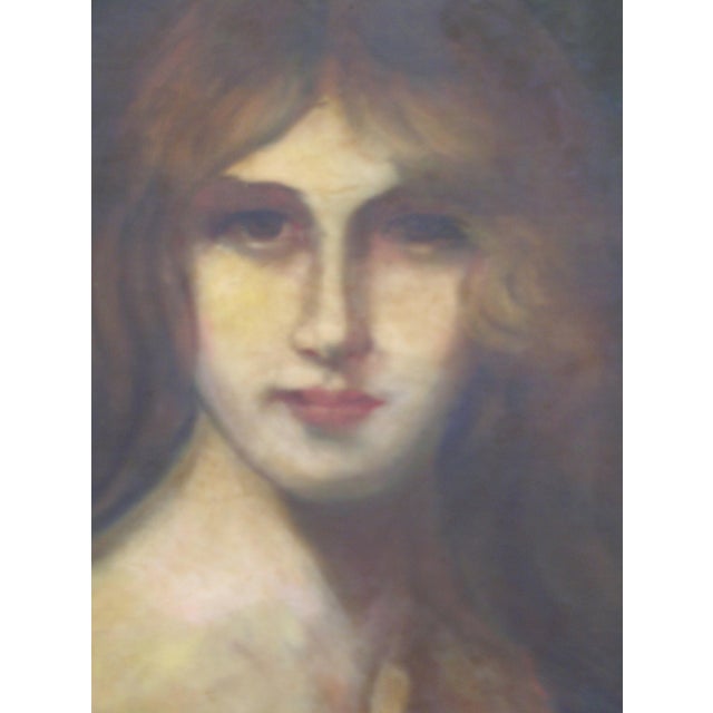Antique Portrait Framed of a Young Woman For Sale - Image 4 of 6