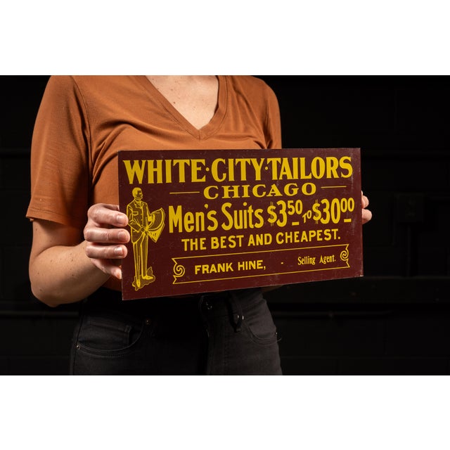 Vintage White City Tailors Porcelain Flange Sign For Sale - Image 4 of 4