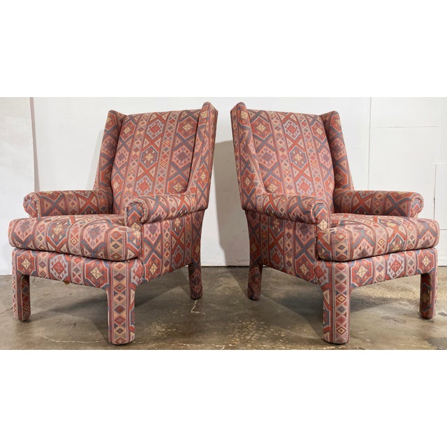 Vintage Fully Upholstered Henredon Wingback Chairs, Pair Chairish