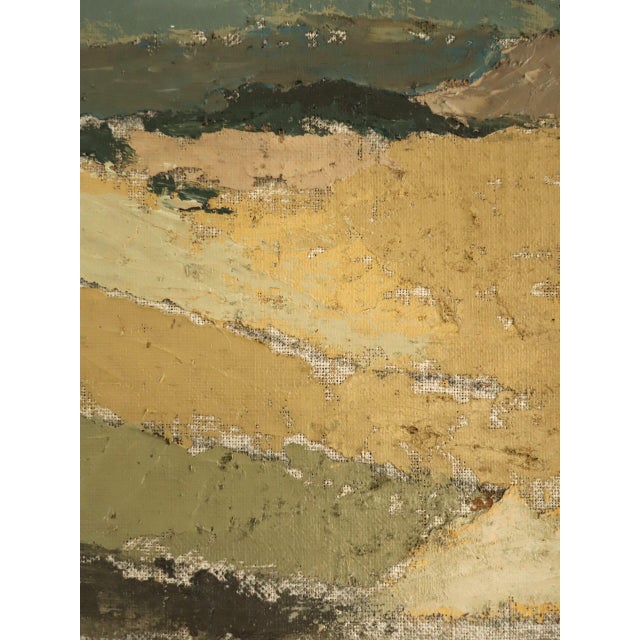 1965 Mid-Century Modern 'Coastal Fields' Vintage Swedish Original Landscape Oil Painting, Framed For Sale - Image 11 of 13