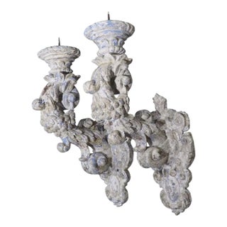 Pair of Italian 18th Century Painted Bras De Lumière Sconces For Sale