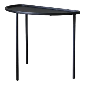 Demi-Lune Three Legs Blackened Steel Side Table by Understated Design