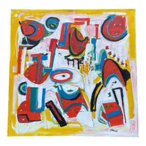 Listed John Schwab Original Oil Abstract Rothko Style Painting Cubism MCM