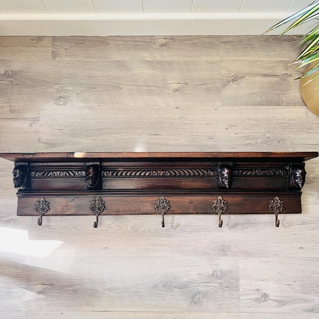 Antique Dutch Wall Hanger Coat Rack with Shelf For Sale - Image 10 of 10