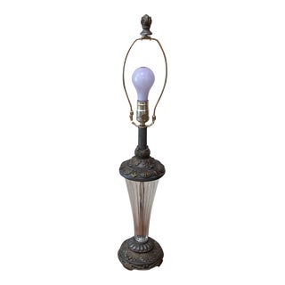 Vintage Crystal Clear Glass Neoclassical Style Hunter Table Lamp For Sale