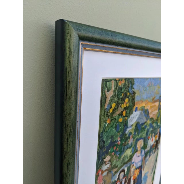 Mid-Century Modern "Off to School" Vintage Framed Oil Painting For Sale - Image 4 of 7
