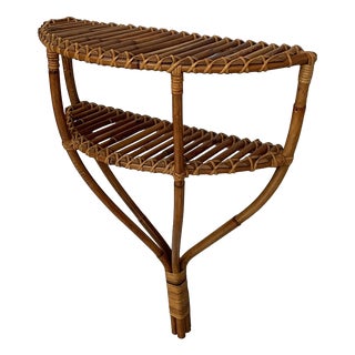 Mid-Century Modern Italian Wall Console in Rattan, 1960s For Sale