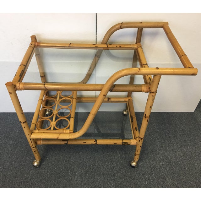 Vintage Bamboo & Rattan Bar Cart Chairish