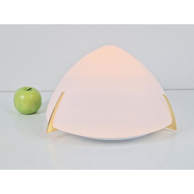 Gold Regency Brass & White Glass Ceiling Lamp, 1970s For Sale - Image 8 of 15