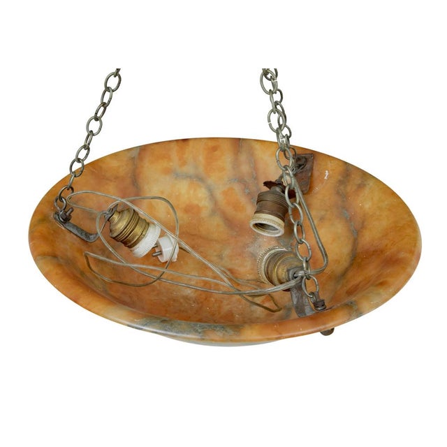 Art Deco Carved Alabaster Ceiling Light, 1930s For Sale - Image 4 of 9