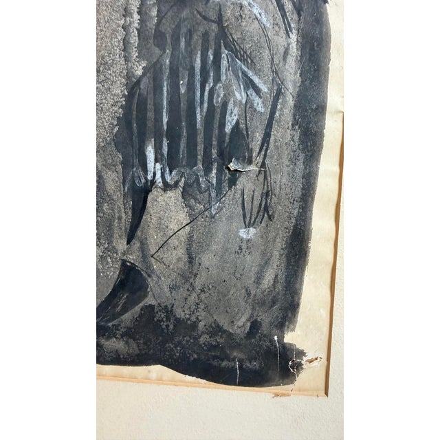 Onyx 1970s Martin Lubner Framed Gouache on Paper For Sale - Image 8 of 8