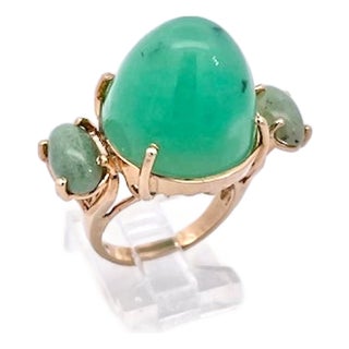Chrysoprase Bullet Ring, Size 7 For Sale