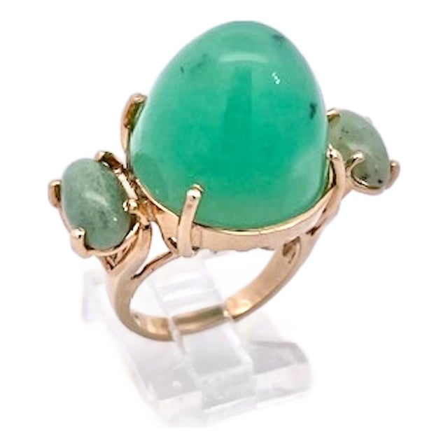 Chrysoprase Bullet Ring, Size 7 For Sale