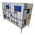 Dresser with four drawers, entirely handmade, with wooden structure covered in "Mondrian" style multicolored glass tiles;...
