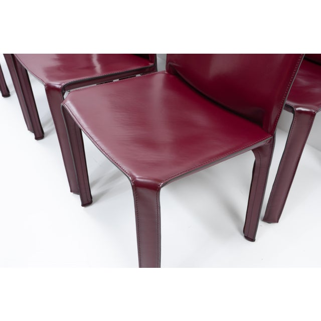 Metal Cab 412 Bordeaux Red Chair Set by Mario Bellini for Cassina, 1990s, Set of 8 For Sale - Image 7 of 17