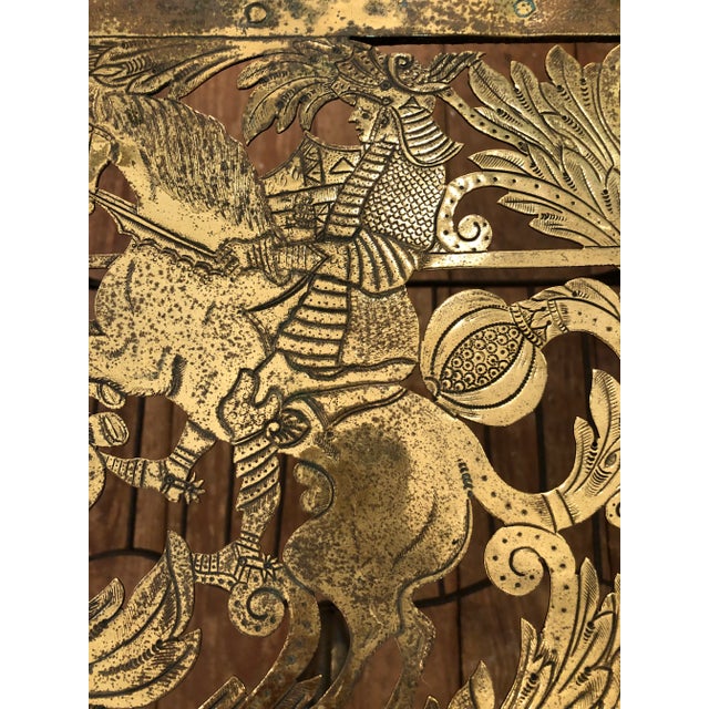 Brass Antique 19th Century Engraved and Intricately Cut Brass Trivet For Sale - Image 8 of 11