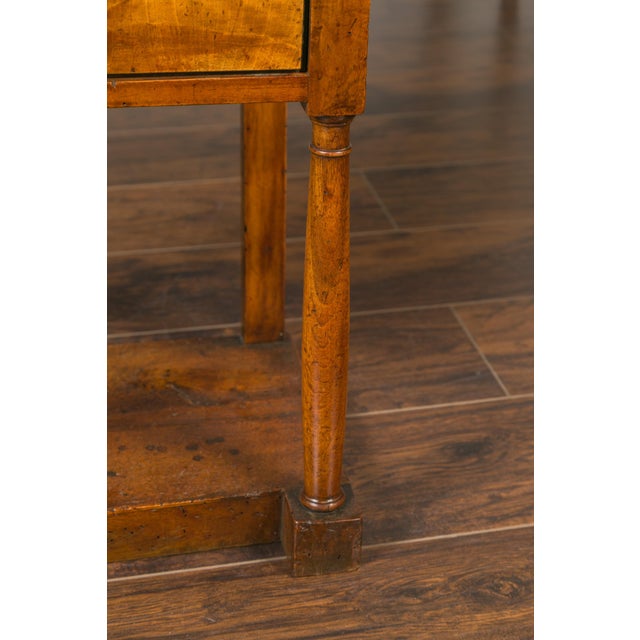 French 1870s Napoleon III Walnut Bedside Table with Stone Top and Tambour Door For Sale - Image 11 of 12