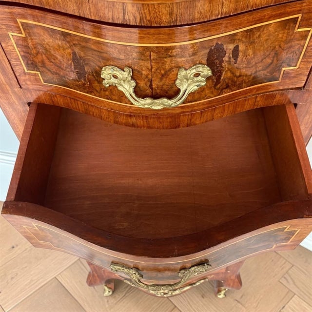 Louis XV Style Semainier Chest | Vintage Lingerie Chest | European-Inspired Statement Piece | Burl Walnut For Sale - Image 9 of 11