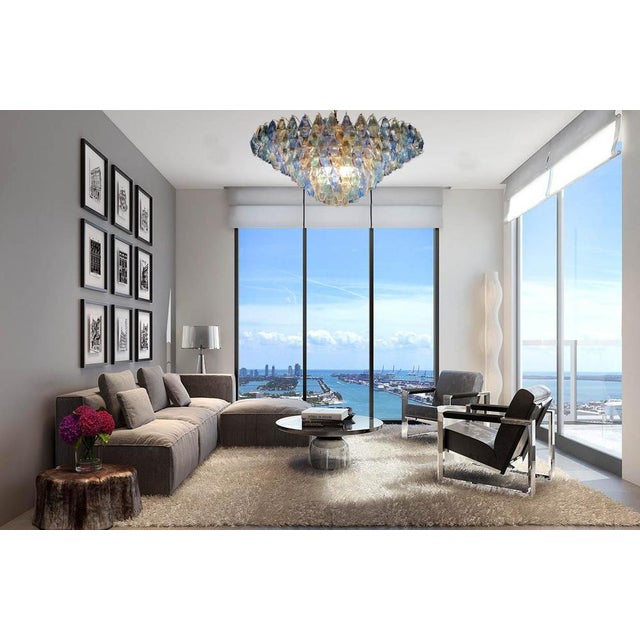Sapphire Color Poliedri Murano Glass Ceiling Light or Chandelier For Sale - Image 15 of 18