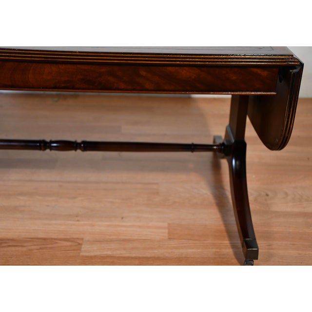 1930 Heritage Henredon English Regency Mahogany & Leather Top Coffee Table For Sale - Image 6 of 17