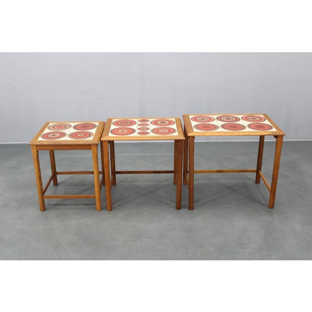 Mid-Century Danish Oak Nesting Tables with Tile Tops, 1960s, Set of 3 For Sale - Image 10 of 15