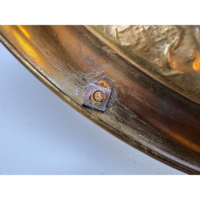 Bronze Vintage Brass Turkish Coffee Serving Tray With Carry Handle For Sale - Image 8 of 11