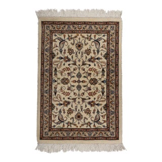 Vintage Beige Indian Kashan Rug - 02'01 X 03'02 For Sale
