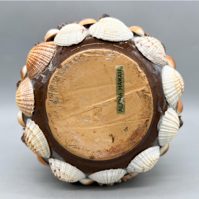 Ceramic Vintage Hawaiian Seashell-Encrusted Terracotta Cachepot Planter For Sale - Image 7 of 10