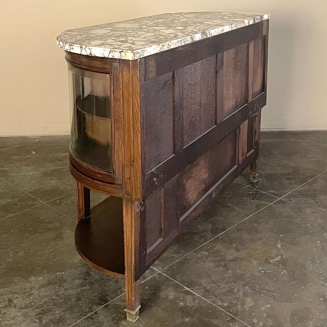 19th Century French Louis XVI Walnut Marble Top Parisian Display Buffet For Sale - Image 15 of 15