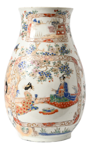 Antique Japanese Hand-Painted Porcelain Vase