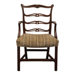 Drexel Heritage Solid Mahogany Traditional Style Ladderback Dining Arm Chair For Sale
