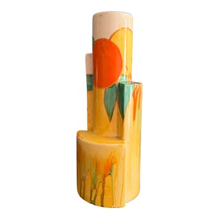 Clarice Cliff Bizarre Tube Vase, in Delicia Citrus Pattern, Printed Bizarre Marks Under For Sale