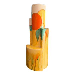 Clarice Cliff Bizarre Tube Vase, in Delicia Citrus Pattern, Printed Bizarre Marks Under