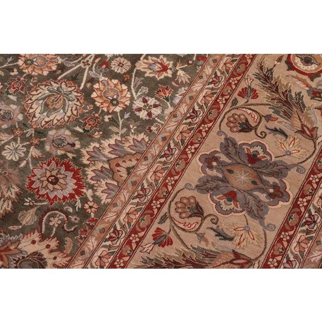 1990s 1990's Pak-Persian Green/Tan Wool Rug - 9'2'' X 11'8'' For Sale - Image 5 of 9