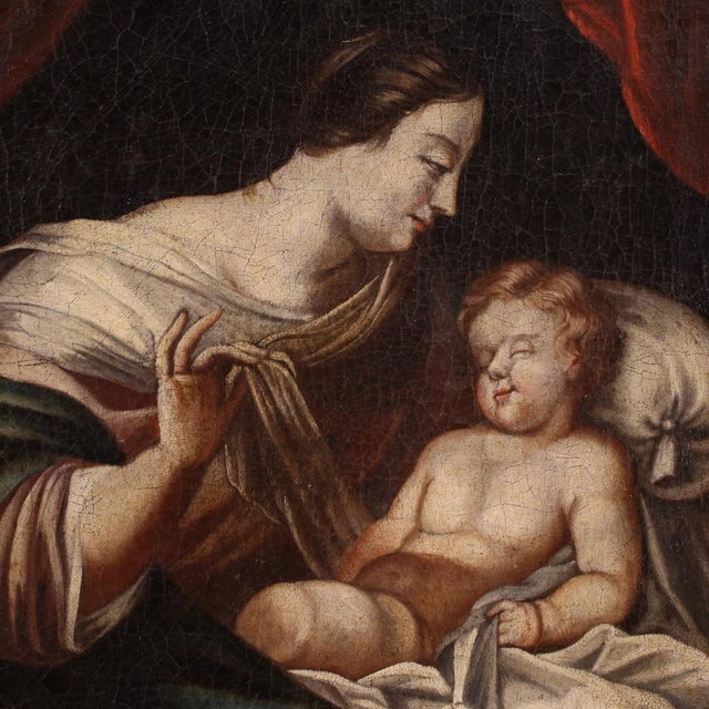 Madonna and Child, 1740, Small Oil on Canvas, Framed For Sale - Image 9 of 16