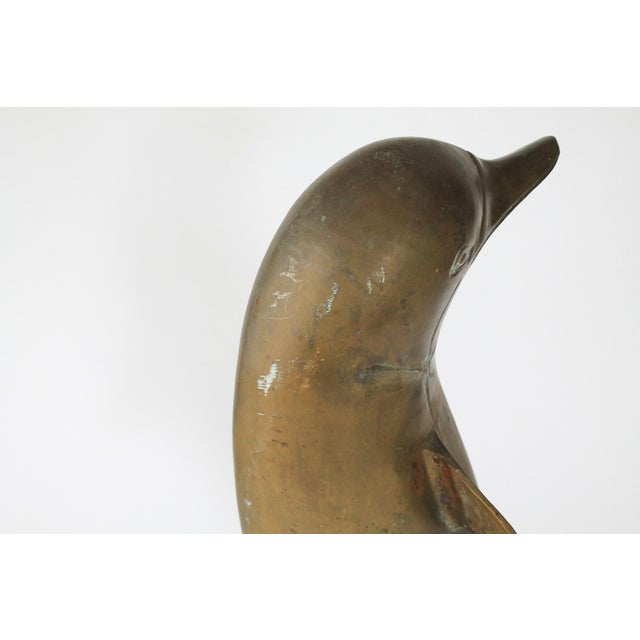 Brass Vintage 1970's Brass Dolphin Sculpture For Sale - Image 8 of 11
