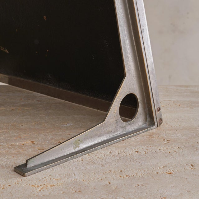 Metal French Art Deco Table Mirror with Silver-Plated Frame, 1940s For Sale - Image 7 of 10