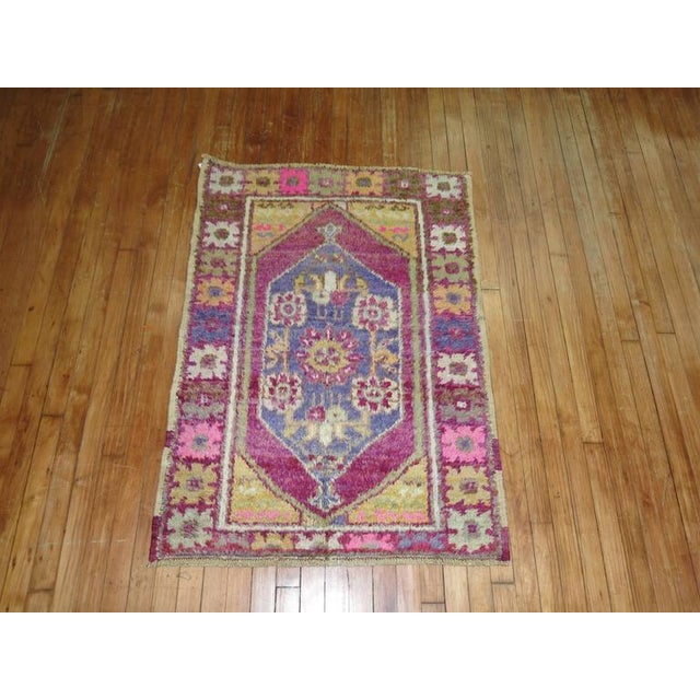 Vintage Zabihi Collection Purple Turkish Anatolian Small Rug - 2'11" x 4'2" For Sale - Image 4 of 6