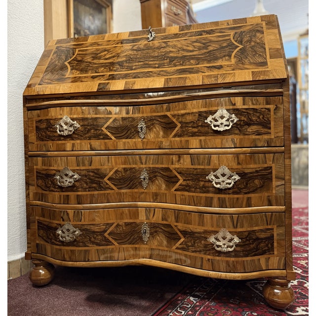 Baroque Secretaire in Fruitwood Marquetry, Germany, 1760 For Sale - Image 6 of 8