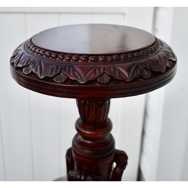 Vintage Carved Mahogany Regency Style Tall Pedestal/Plant Stand For Sale In Philadelphia - Image 6 of 11